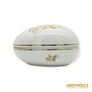 Kép 5/8 - Hollóházi porcelán -  Tojás alakú bonbonier barna virágokkal