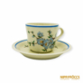 Kép 14/20 - Hollóházi porcelán -  Kék virágmintás Chinoin kávés készlet díszdobozban