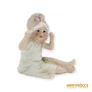 Kép 1/11 - Porcelán, kerámia - Ülő kislány rózsaszín masnis kalapban