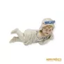 Kép 1/11 - Porcelán, kerámia - Heverő kislány kalapban kék masnival