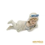Kép 1/11 - Porcelán, kerámia - Heverő kislány kalapban kék masnival