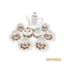 Kép 1/9 - Hollóházi porcelán - Narancssárga-barna kávés készlet 6 személyes