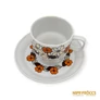 Kép 7/9 - Hollóházi porcelán -  Narancssárga-barna kávés készlet 6 személyes