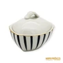 Kép 1/7 - Hollóházi porcelán - Fekete-fehér csíkos bonbonier