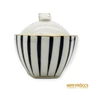 Kép 3/7 - Hollóházi porcelán -  Fekete-fehér csíkos bonbonier