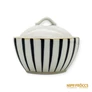 Kép 4/7 - Hollóházi porcelán -  Fekete-fehér csíkos bonbonier