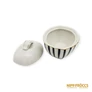 Kép 5/7 - Hollóházi porcelán -  Fekete-fehér csíkos bonbonier
