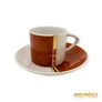 Kép 8/10 - Hollóházi porcelán -  Retró bordó-fehér kávés készlet (6 személyes