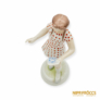 Kép 9/10 - Drasche porcelán -  Éneklő lány ritka pöttyös ruhában