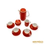 Kép 2/8 - Hollóházi porcelán -  Piros kávés készlet 4 személyes