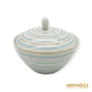 Kép 1/5 - Hollóházi porcelán - Bonbonier arany-kék csíkokkal