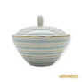 Kép 2/5 - Hollóházi porcelán -  Bonbonier arany-kék csíkokkal