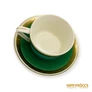 Kép 5/7 - Hollóházi porcelán -  Zöld-arany kávés csésze 6 darab